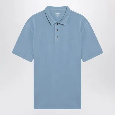 Prada Periwinkle-coloured Polo Shirt In Cotton In Blue