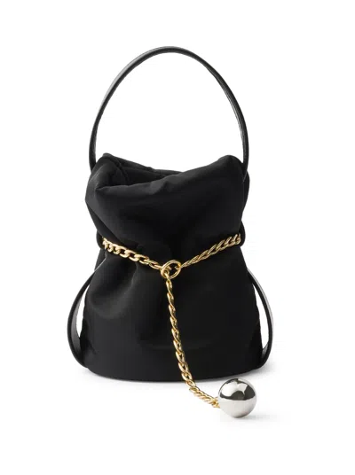 Prada Petit Sac Noir Mini Bucket Bag In Re-nylon And Nappa In Black