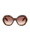 Prada 0pr D08su Large Round Tortoiseshell Sunglasses In Brown