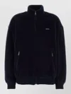 Prada Short Coat High Collar Front Pockets Ribbed Cuffs In Blue