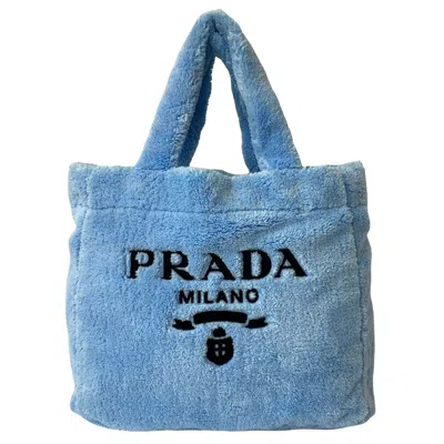 Pre-owned Prada Pile Fabric Handbag Tote Bag () In Blue