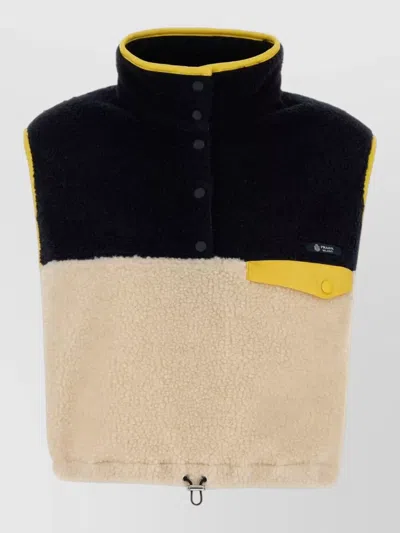 Prada Pile Vest Color Block Drawstring Hem In Multi