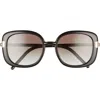 Prada Pillow 53mm Gradient Round Sunglasses In Black/grey Gradient