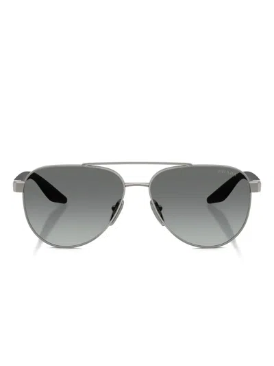 Prada Linea Rossa Metal A52s Aviator Sunglasses In Gray