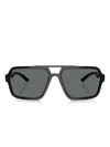 Prada Polarized Dark Grey Rectangular Mens Sunglasses Ps 01xs Dg002g 59 In Black