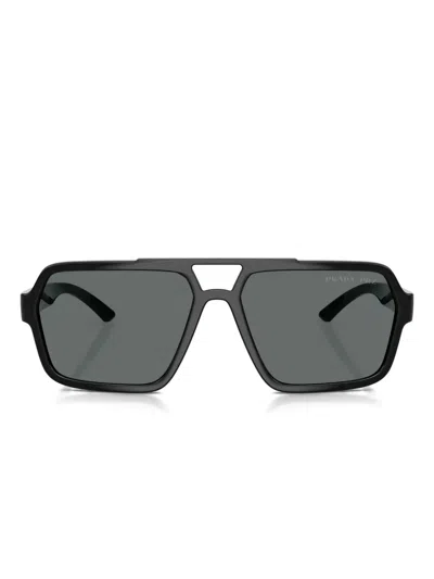 Prada Polarized Dark Grey Rectangular Mens Sunglasses Ps 01xs Dg002g 59 In Polar Dark Grey