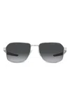 Prada 57mm Polarized Gradient Rectangular Sunglasses In Metallic