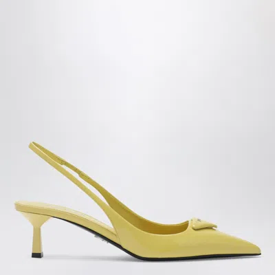 Prada Pineapple-coloured Patent Leather Slingback Pumps In Yellow