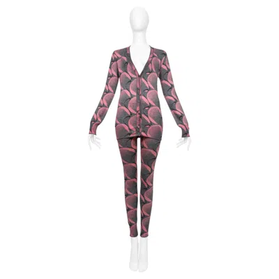 Pre-owned Prada Pink And Grey Printed Cardigan And Leggings Ensemble 2021