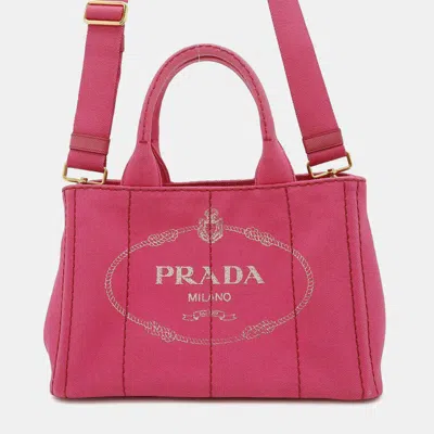 Pre-owned Prada Pink Canvas Canapa Shoulder Tote Bag
