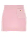 Prada Triangle-logo Cashmere Miniskirt In Pink