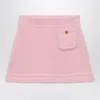Prada Triangle-logo Cashmere Miniskirt In Pink