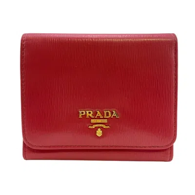 Pre-owned Prada Pink Color Leather Wallet (tri-fold) () In Multi