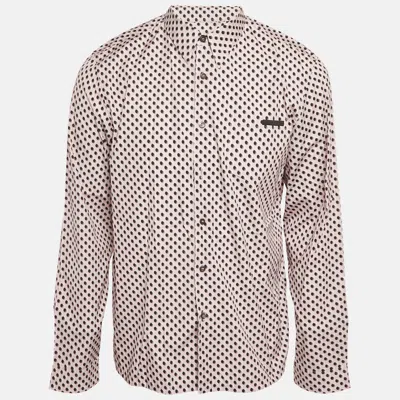 Pre-owned Prada Pink Cotton Polka Dot Shirt Xl