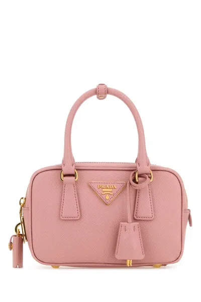 Prada Pink Leather Handbag 19 Cm X 13 Cm X 6 Cm With Adjustable Shoulder Strap