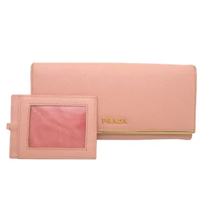 Pre-owned Prada Pink Leather Long Wallet (bi-fold) ()