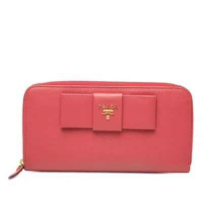 Pre-owned Prada Pink Leather Long Wallet (bi-fold) ()