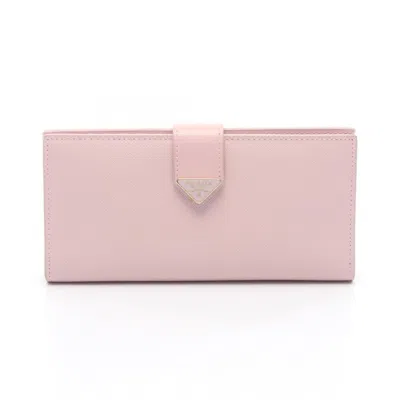 Pre-owned Prada Pink Leather Long Wallet (bi-fold) ()