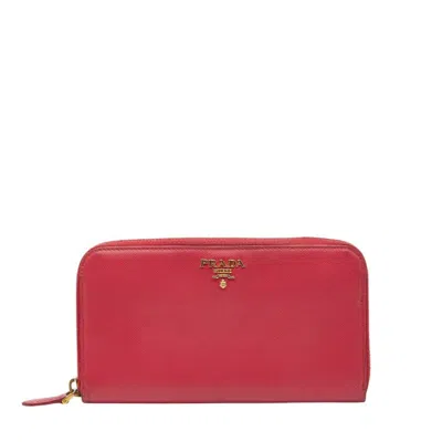Pre-owned Prada Pink Leather Long Wallet (bi-fold) ()