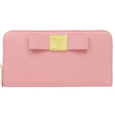 Pre-owned Prada Pink Leather Long Wallet (bi-fold) ()