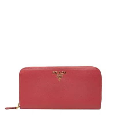 Pre-owned Prada Pink Leather Long Wallet (bi-fold) ()