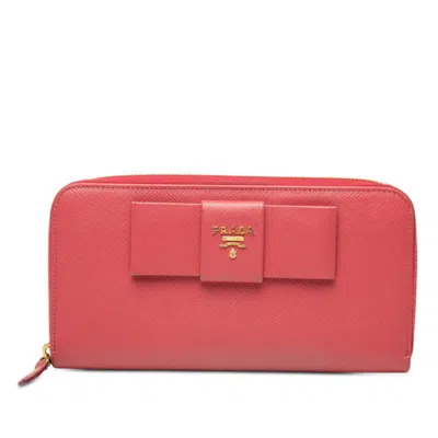 Pre-owned Prada Pink Leather Long Wallet (bi-fold) ()
