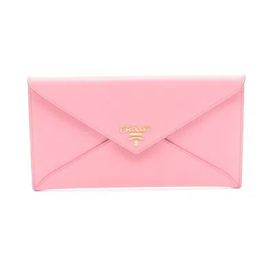 Pre-owned Prada Pink Leather Long Wallet (bi-fold) ()