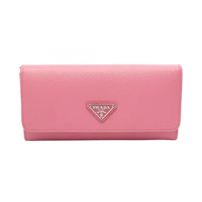 Pre-owned Prada Pink Leather Long Wallet (bi-fold) ()
