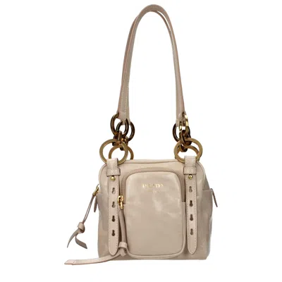 Prada Pink Leather Shoulder Bag In Neutral