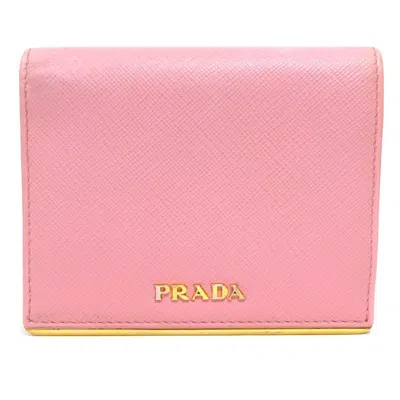 Pre-owned Prada Pink Leather Wallet (bi-fold) ()