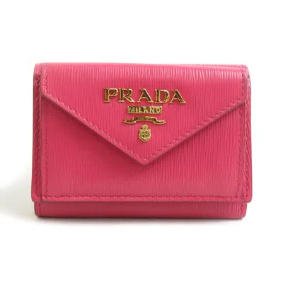 Pre-owned Prada Pink Leather Wallet (tri-fold) ()