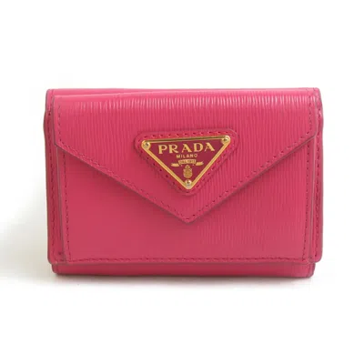 Pre-owned Prada Pink Leather Wallet (tri-fold) ()