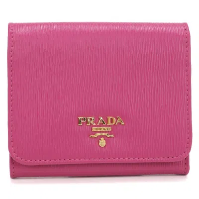 Pre-owned Prada Pink Leather Wallet (tri-fold) ()