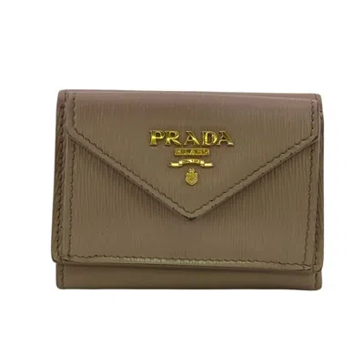 Pre-owned Prada Pink Leather Wallet (tri-fold) ()