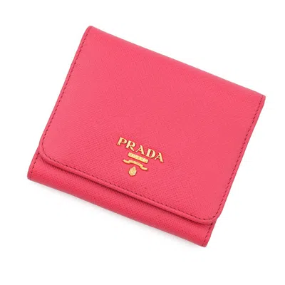 Pre-owned Prada Pink Leather Wallet (tri-fold) ()