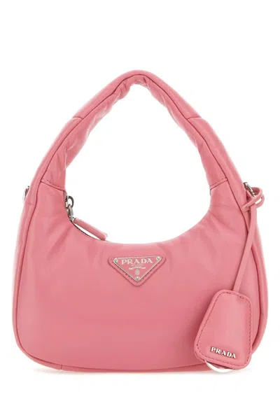 Prada Pink Nappa Leather Mini  Soft Handbag In Geranio