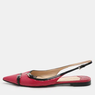 Pre-owned Prada Pink Patent Leather Slingback Sandals Size 41