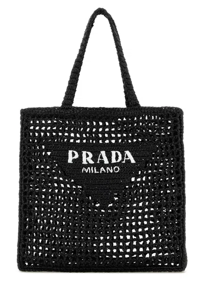 Prada Pink Raffia Shopping Bag In Purple