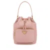 Prada Re-nylon Triangle-logo Drawstring Bucket Bag In Pink