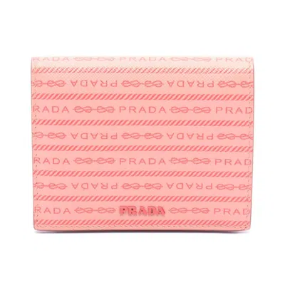 Pre-owned Prada Pink Red Color Leather Wallet (bi-fold) () In Pink, Red Color