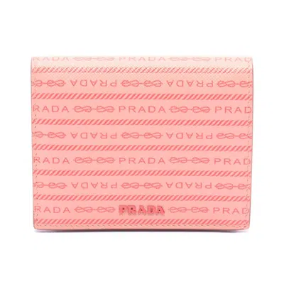 Pre-owned Prada Pink Red Color Leather Wallet (bi-fold) () In Pink, Red Color