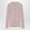 Prada Pink Ribbed Wool Cardigan In Neutral