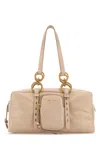 Prada Leather Handbag With Double Handles And Pocket In Pink