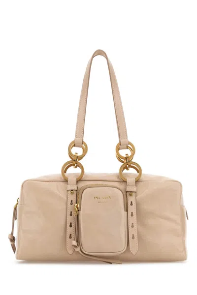 PRADA PINK RING-DETAIL LEATHER SHOULDER BAG