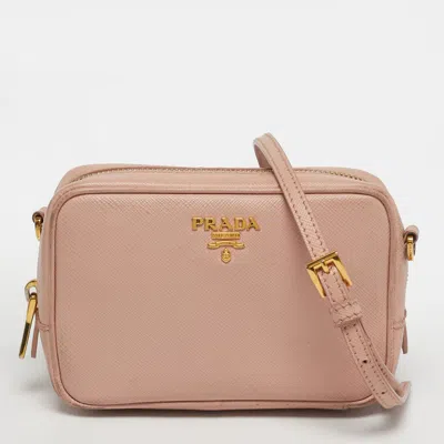Pre-owned Prada Pink Saffiano Leather Mini Crossbody Bag