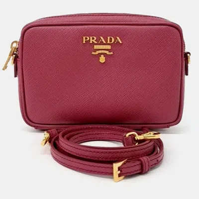Pre-owned Prada Pink Saffiano Leather Mini Crossbody Bag
