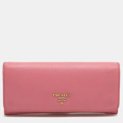 Pre-owned Prada Pink Saffiano Leather Wallets