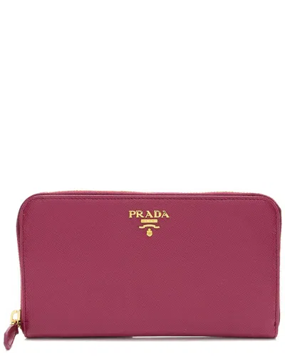 Prada Saffiano Zip Around Wallet In Pink