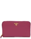 Prada Pink Saffiano Leather Zip Around Wallet (authentic Pre-loved) In Brown