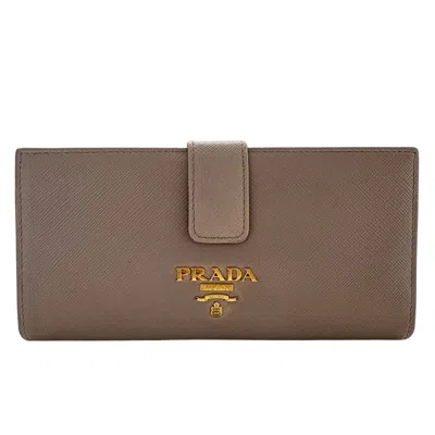 Pre-owned Prada Pink Saffiano Long Bill Wallet (bi-fold) ()
